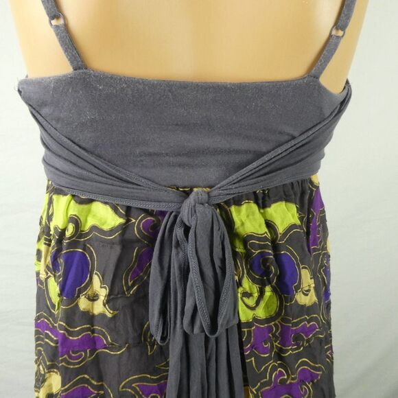 Free People Empire Waist Tiered Colorful Cloud Print Babydoll Dress Tie Back 2 - Picture 12 of 12